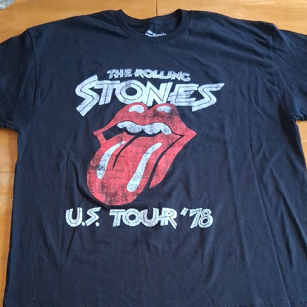 The Rolling Stones Black Tee with Red Tongue Logo